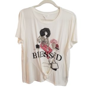 Love + Lace "Blessed" Graphic T-Shirt Women's Size LG